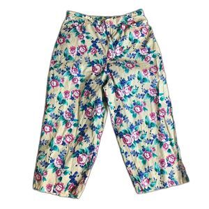 Tip Top Vintage 100% cotton beige purple blue‎ green floral capri pants Size XL